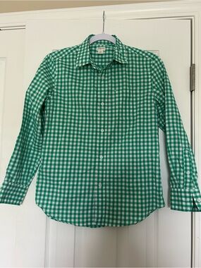 Crewcuts Green & White Gingham Button-Down Shirt